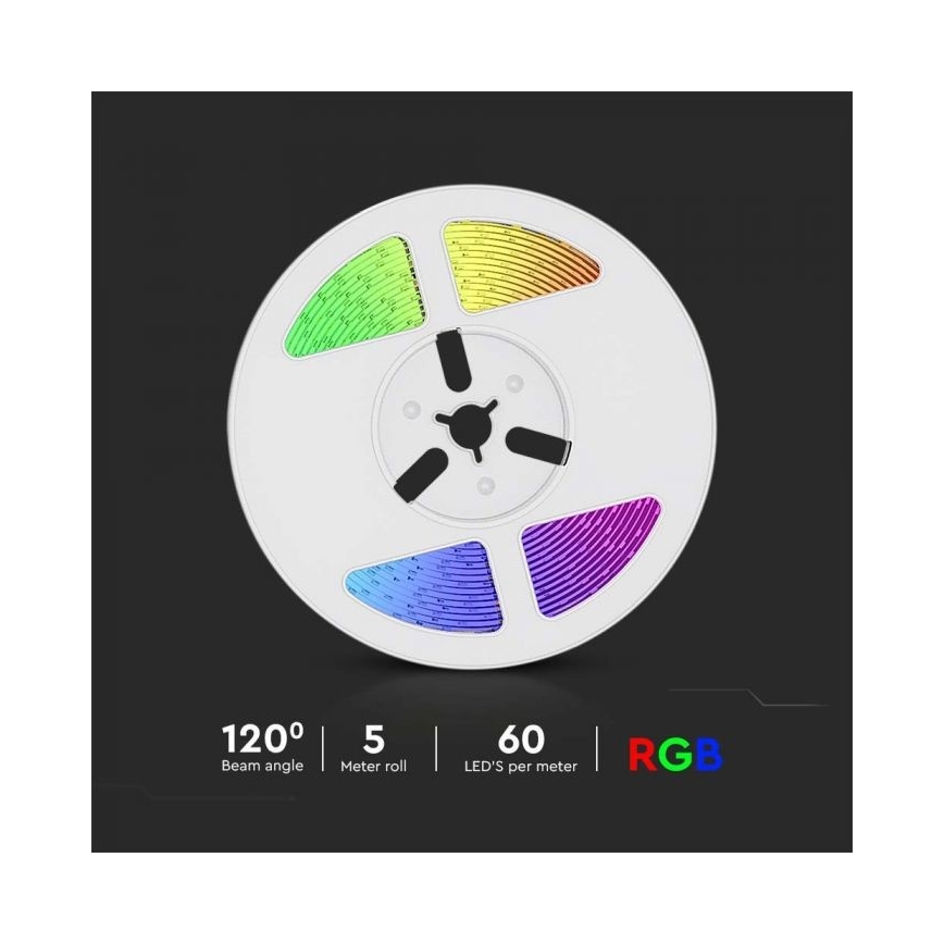 LED RGB Dimbaar zonne- strip LED/1,2W/3,7V IP67 5m + afstandsbediening