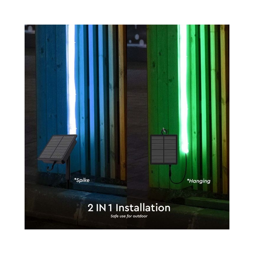 LED RGB Dimbaar zonne- strip LED/1,2W/3,7V IP67 5m + afstandsbediening