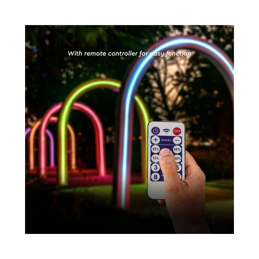 LED RGB Dimbaar zonne- strip LED/1,2W/3,7V IP67 5m + afstandsbediening