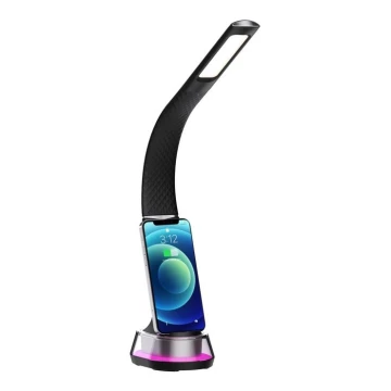LED RGB Dimbare bureaulamp met draadloos opladen CORELLA LED/7W/12/230V zwart