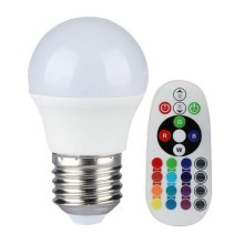LED RGB Dimbare lamp E27 / 3,5W / 230V 4000K + afstandsbediening