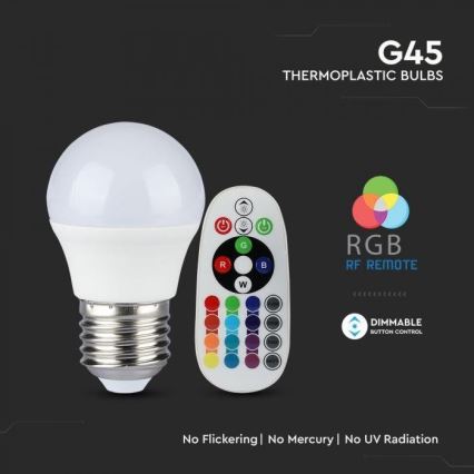 LED RGB Dimbare lamp E27 / 3,5W / 230V 6400K + afstandsbediening