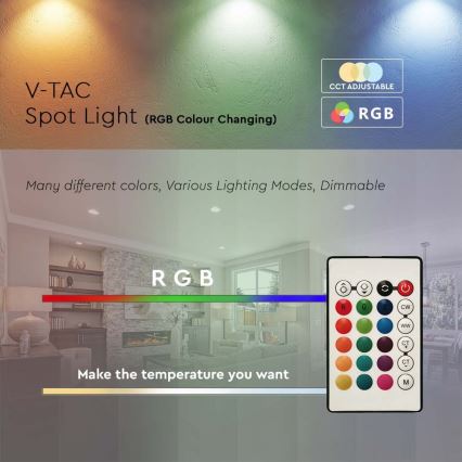 LED RGB Dimbare lamp GU10/4.8W/230V 3000K + afstandsbediening