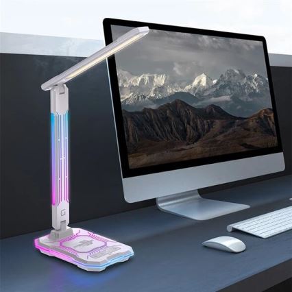 LED RGB Dimbare oplaadbare touch tafellamp met draadloos opladen LED/7,5W/5V 2700-5300K wit