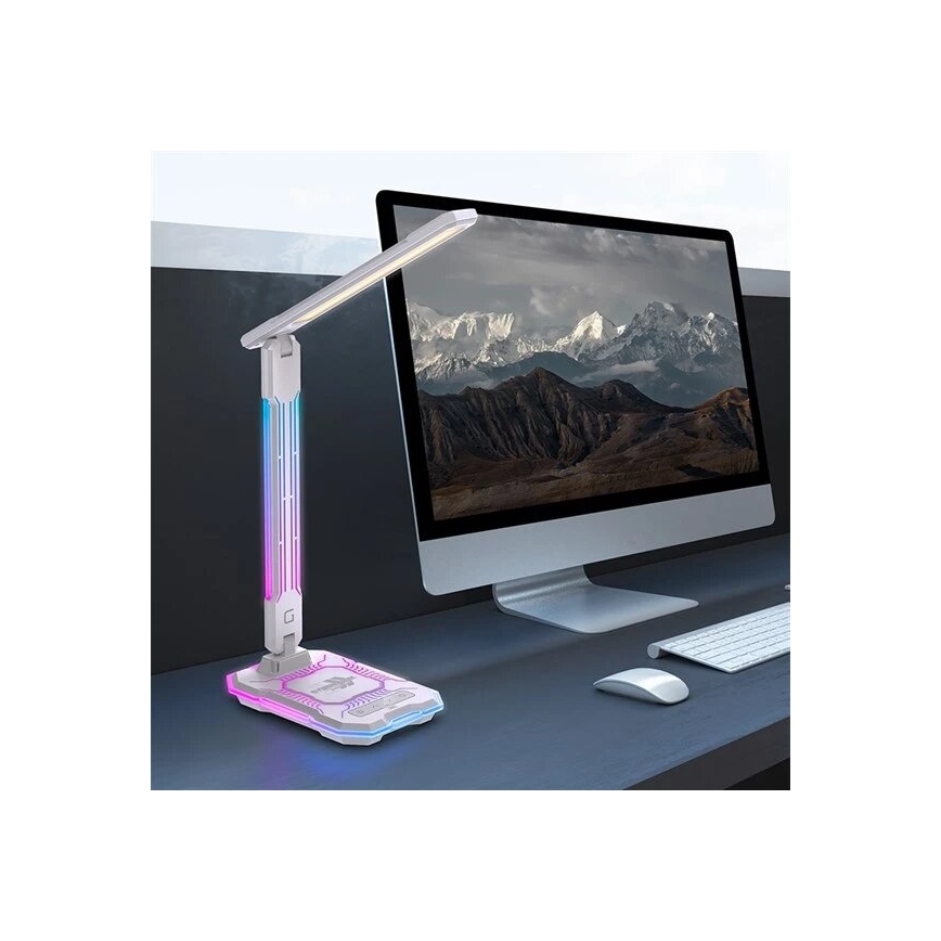 LED RGB Dimbare oplaadbare touch tafellamp met draadloos opladen LED/7,5W/5V 2700-5300K wit