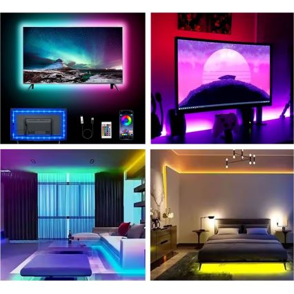 LED RGB Dimbare strip LED/6W/5V USB 2 m + afstandsbediening