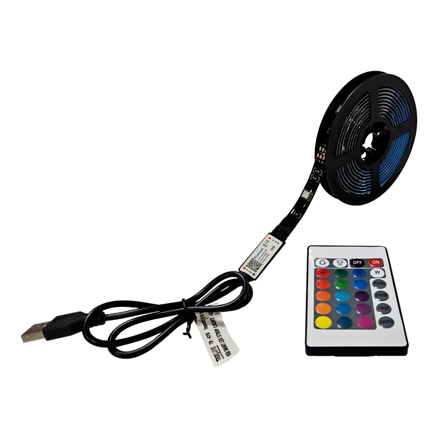 LED RGB Dimbare strip LED/6W/5V USB 2 m + afstandsbediening
