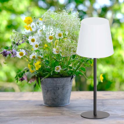 LUCIA dimbare RGBW LED-buitentafellamp met aanraakbediening, LED/2W/5V, 1800/2700/6500K, 3600 mAh, IP44, zwart