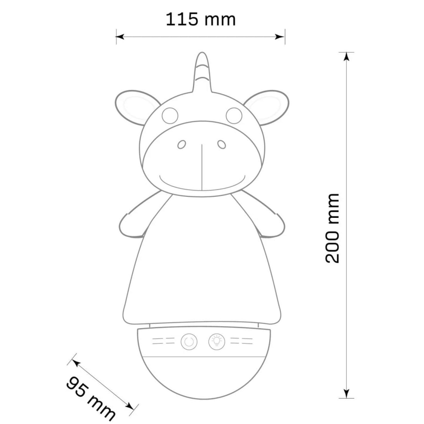 LED RGB Kinder nachtlamp met een melody 3xAAA/5V eenhoorn