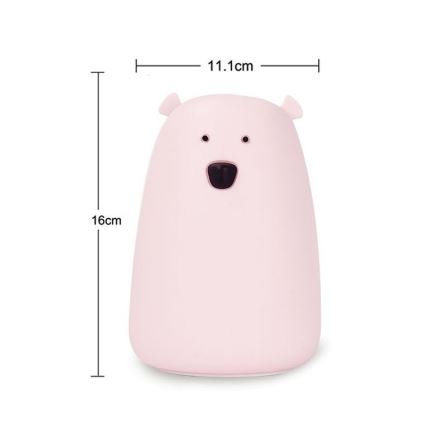 LED RGB Kinder Touchlamp BEAR LED/0,8W/5V roze + USB