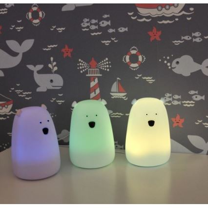 LED RGB Kinder Touchlamp BEAR LED/0,8W/5V wit + USB