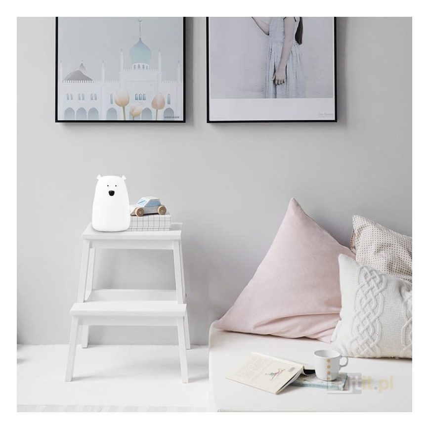 LED RGB Kinder Touchlamp BEAR LED/0,8W/5V wit + USB