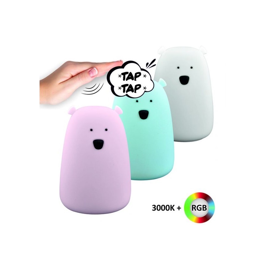LED RGB Kinder Touchlamp BEAR LED/0,8W/5V wit + USB