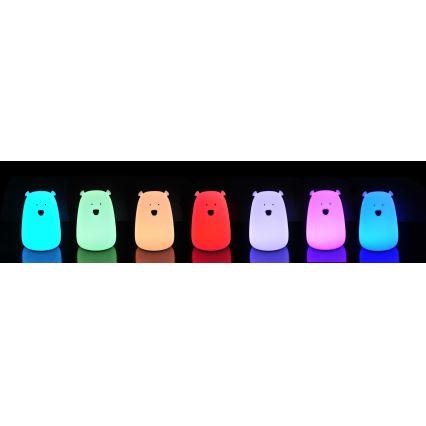 LED RGB Kinder Touchlamp BEAR LED/0,8W/5V wit + USB