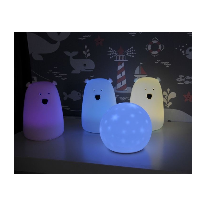 LED RGB Kinder Touchlamp BEAR LED/0,8W/5V wit + USB