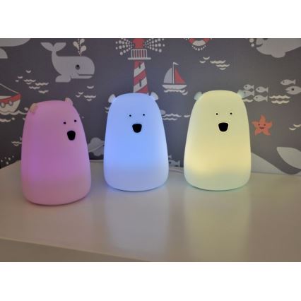 LED RGB Kinderen aanraken klein lamp BEAR LED/0,8W/5V blauw
