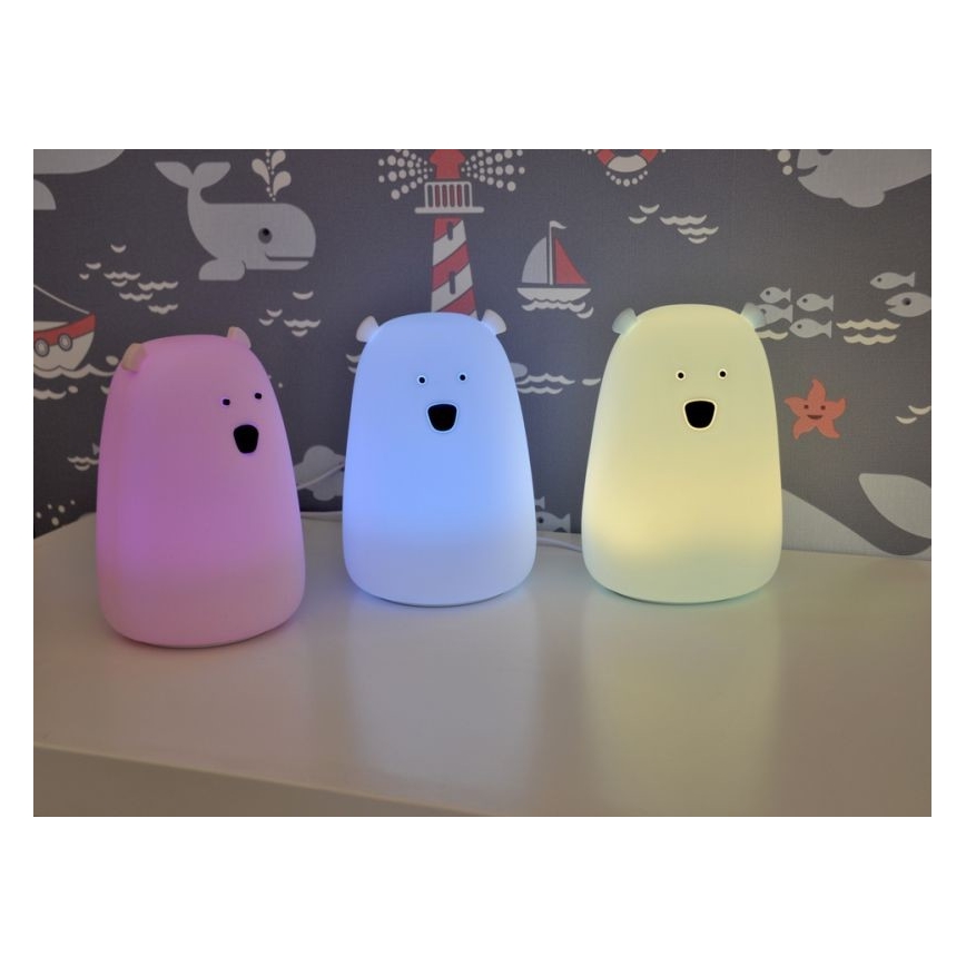 LED RGB Kinderen aanraken klein lamp BEAR LED/0,8W/5V blauw