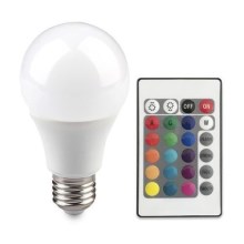 LED RGB Lamp met afstandsbediening BULB E27/9W/230V