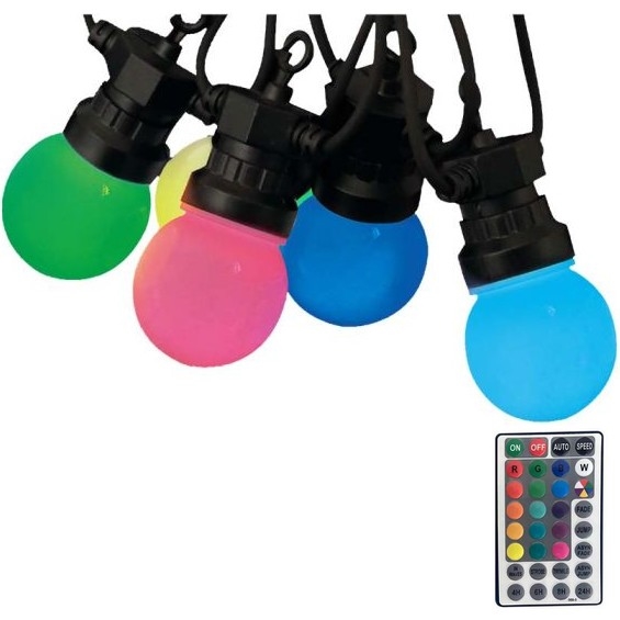 LED RGB Lichtketting voor buiten STRING 13 m 15xLED/0,5W/230V IP44 + afstandsbediening