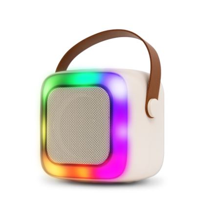 CONNECT IT CSP-1010-BG - LED RGB-luidspreker met 2 draadloze microfoons, 5 W / 1200 mAh + 2×400 mAh, crème/goud