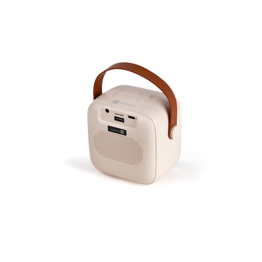 CONNECT IT CSP-1010-BG - LED RGB-luidspreker met 2 draadloze microfoons, 5 W / 1200 mAh + 2×400 mAh, crème/goud