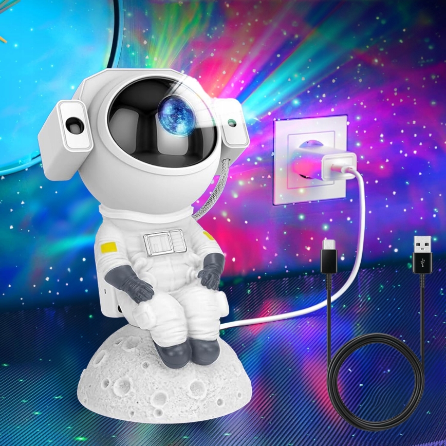 LED RGB-projector 3-in-1 LED/5W/5V 3000/4000/6000K astronaut + afstandsbediening