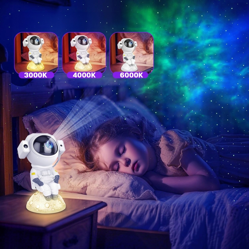 LED RGB-projector 3-in-1 LED/5W/5V 3000/4000/6000K astronaut + afstandsbediening