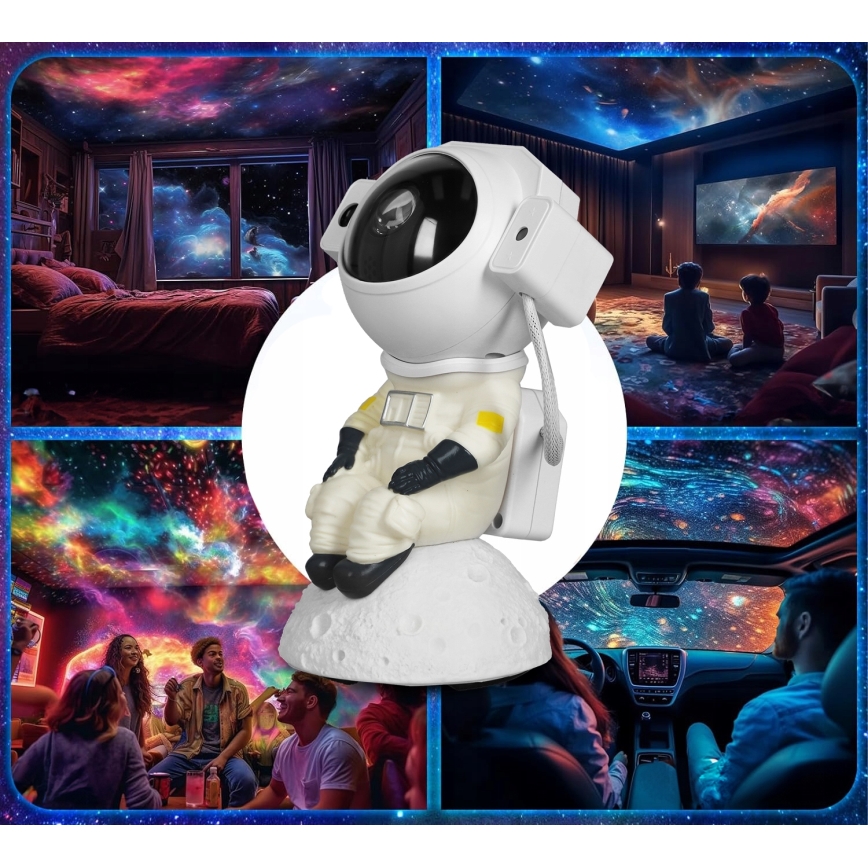 LED RGB-projector 3-in-1 LED/5W/5V 3000/4000/6000K astronaut + afstandsbediening