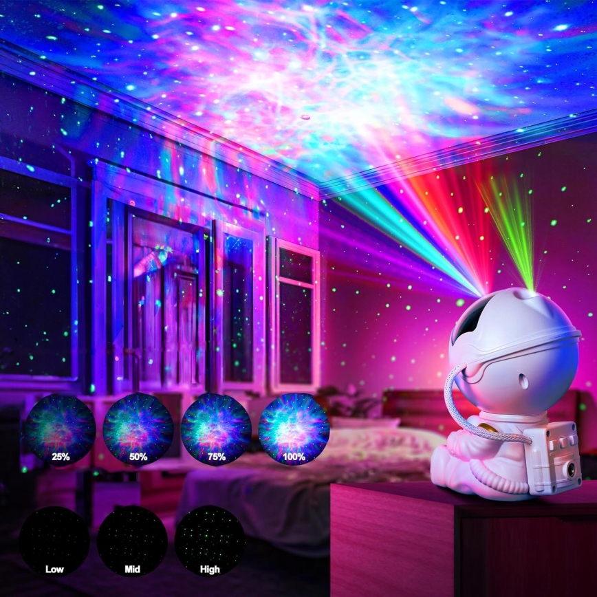 LED RGB-projector LED/5W/5V astronaut + afstandsbediening