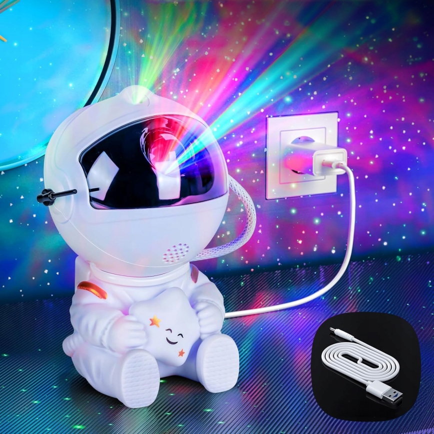 LED RGB-projector LED/5W/5V astronaut + afstandsbediening