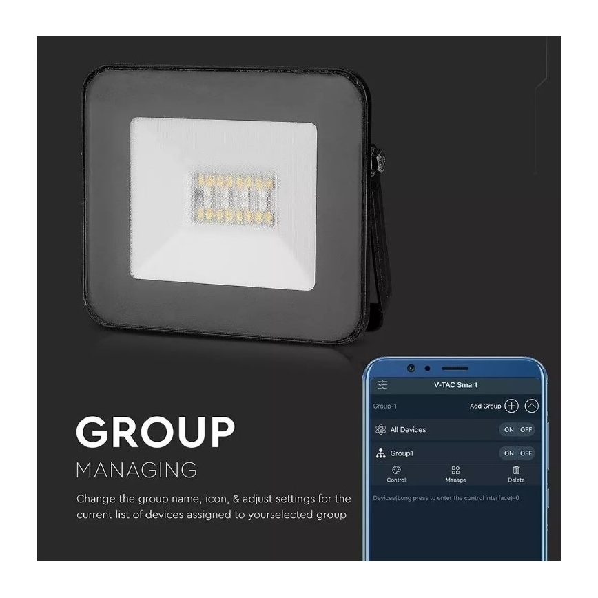 LED RGB Schijnwerper LED/20W/230V IP65 zwart