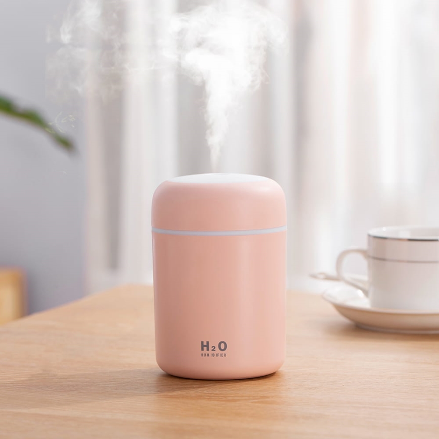 LED RGB Ultrasoon aroma diffuser en luchtbevochtiger LED/2W 300ml roze