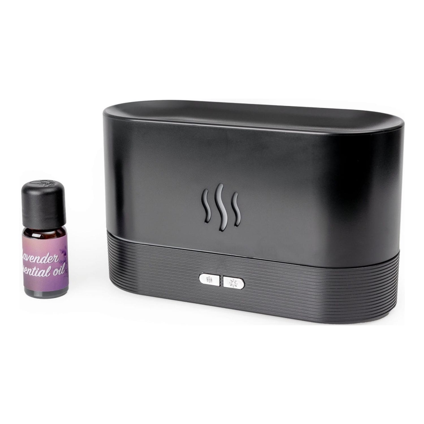LED RGB Ultrasoon aroma diffuser en luchtbevochtiger met een achtergrondverlichting 180ml zwart