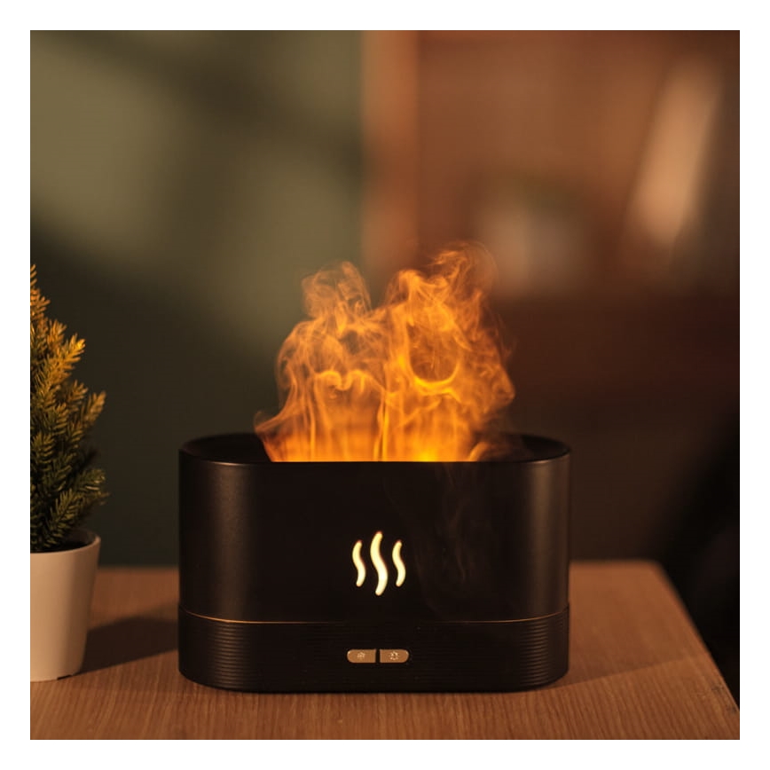 LED RGB Ultrasoon aroma diffuser en luchtbevochtiger met een achtergrondverlichting 180ml zwart