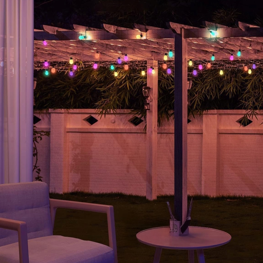 Dimbare RGB-LED decoratieve lichtsnoer op zonne-energie 15xLED/18 functies USB 6 m IP44 zwart + afstandsbediening