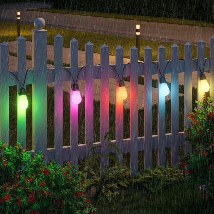 Dimbare RGB-LED decoratieve lichtsnoer op zonne-energie 15xLED/18 functies USB 6 m IP44 zwart + afstandsbediening