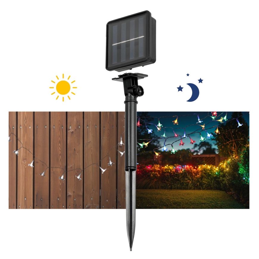 LED RGB Zonneketting 50xLED/0,12W/1,2V 1xAA IP44 600 mAh