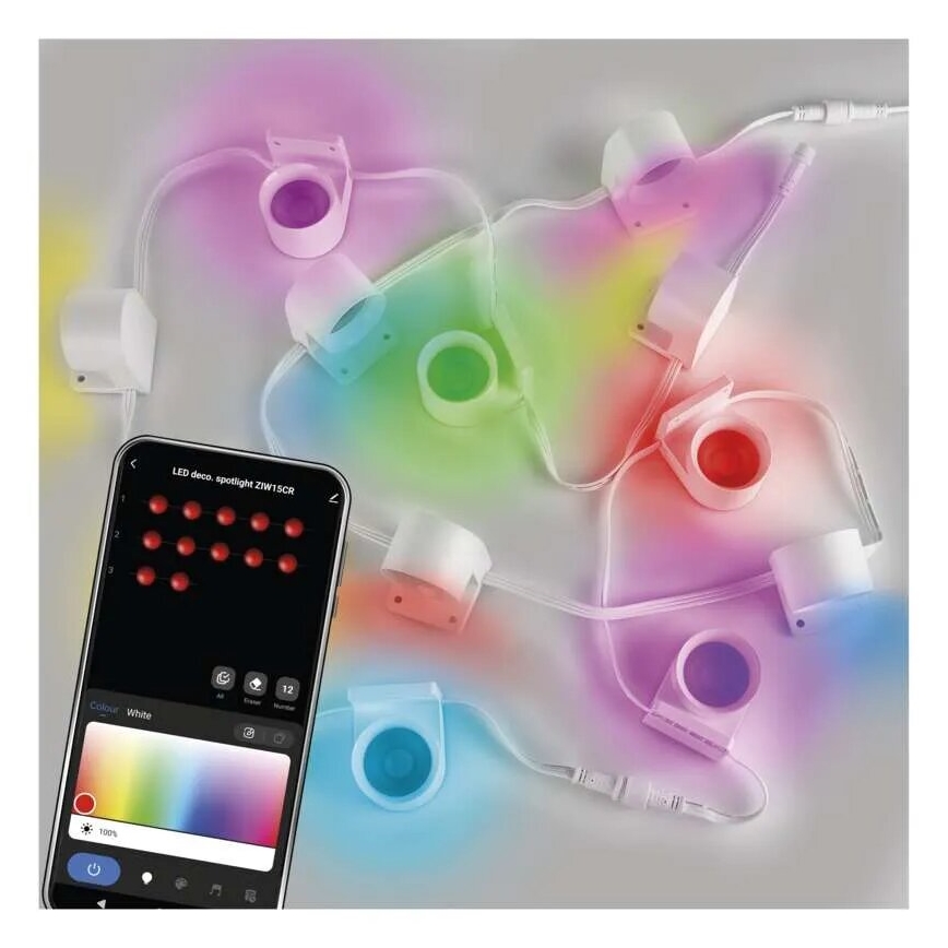 LED RGBIC+CCT Decoratieve ketting met spotverlichting GoSmart 12xLED/7W/230V 255 cm Wi-Fi Tuya