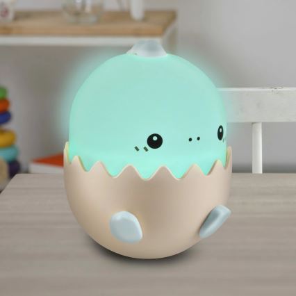 LED RGBW Dimbaar kinder aanraken lamp BABY DINO LED/0,75W/5V USB 1200 mAh blauw