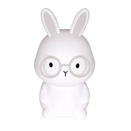 LED RGBW Dimbaar kinder aanraken lamp FLORKA LED/1W/5V USB 1200 mAh konijntje wit/grijs