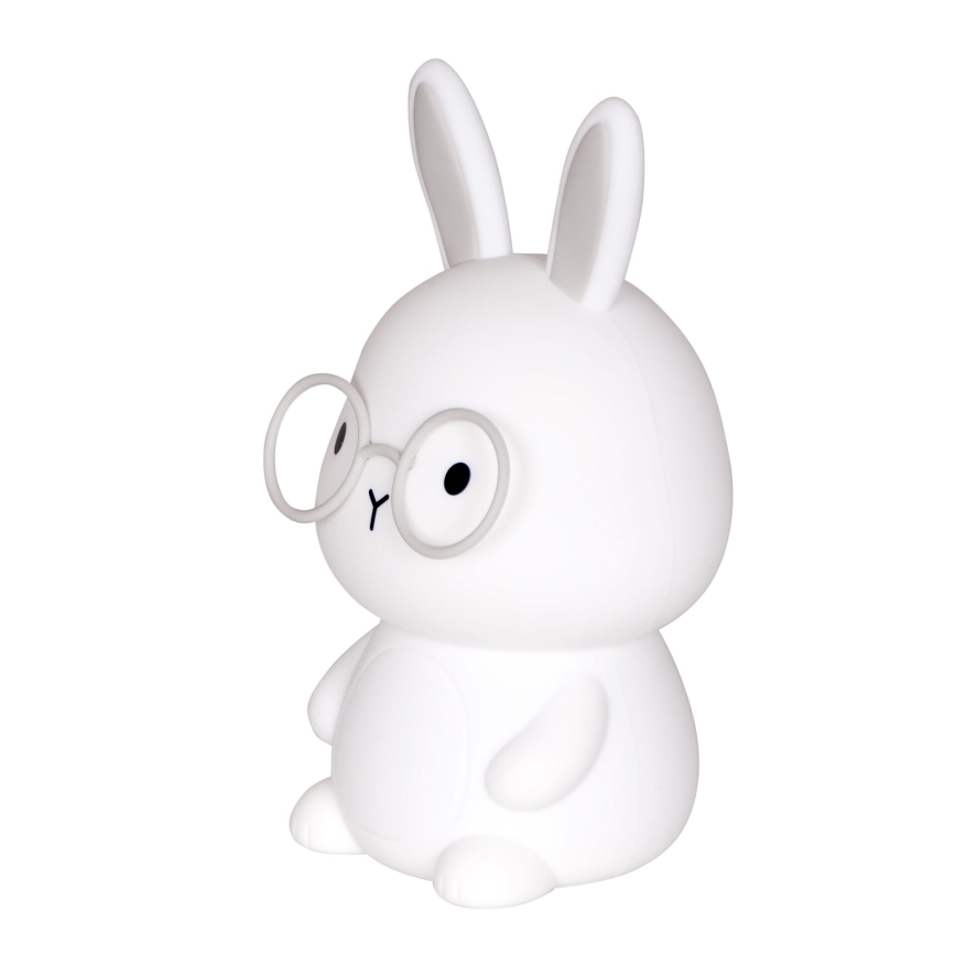 LED RGBW Dimbaar kinder aanraken lamp FLORKA LED/1W/5V USB 1200 mAh konijntje wit/grijs