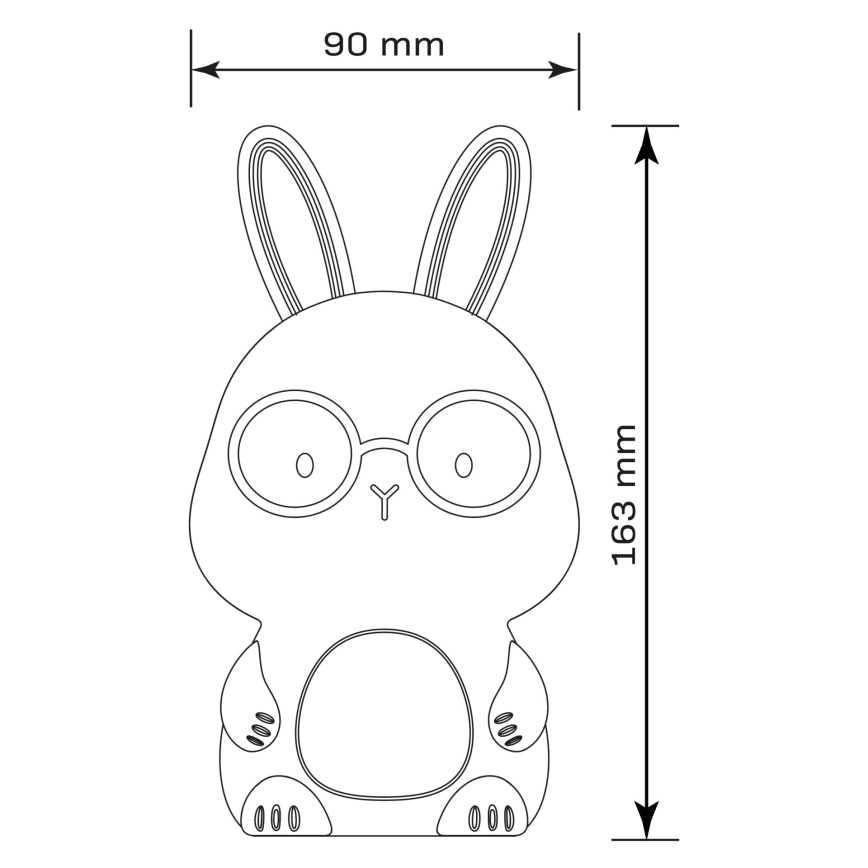 LED RGBW Dimbaar kinder aanraken lamp FLORKA LED/1W/5V USB 1200 mAh konijntje wit/grijs