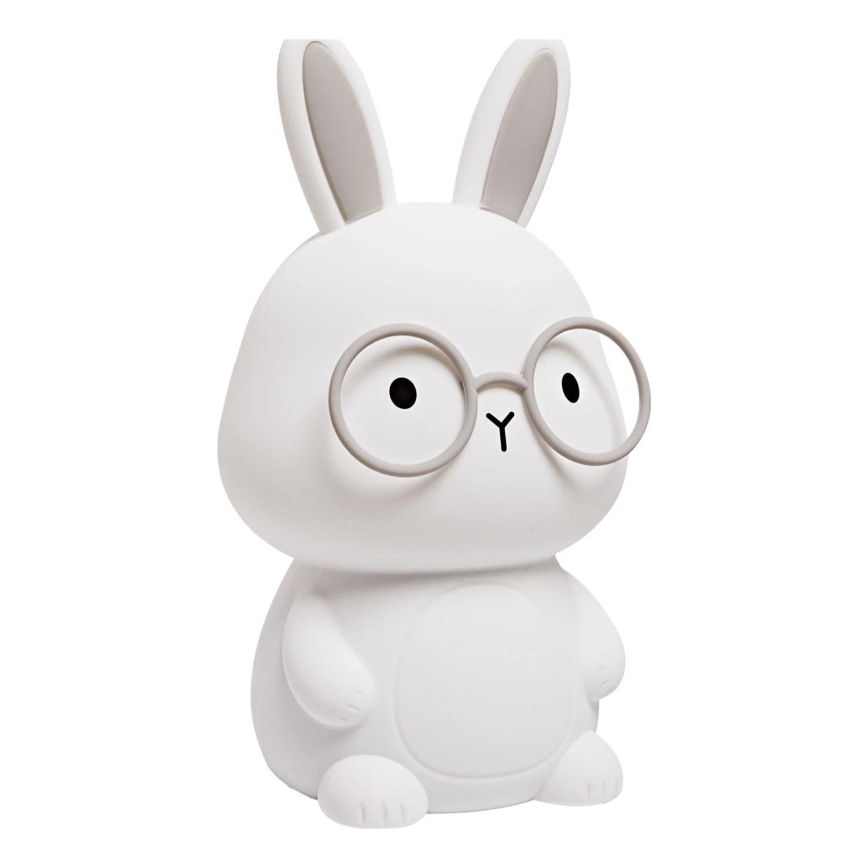 LED RGBW Dimbaar kinder aanraken lamp FLORKA LED/1W/5V USB 1200 mAh konijntje wit/grijs