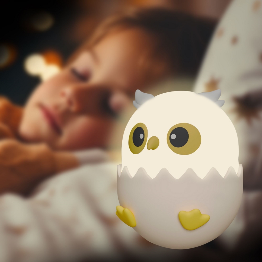 LED RGBW Dimbaar kinder aanraken lamp OWL LED/1W/5V USB 1200 mAh uil roze