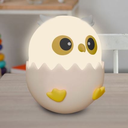 LED RGBW Dimbaar kinder aanraken lamp OWL LED/1W/5V USB 1200 mAh uil roze