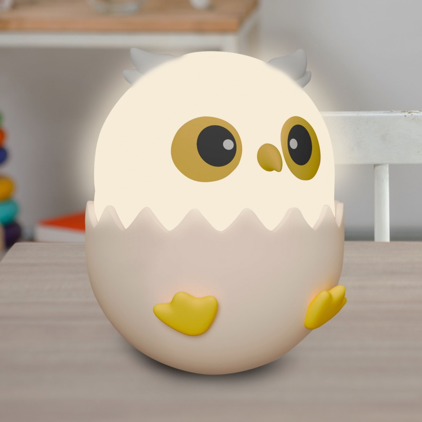 LED RGBW Dimbaar kinder aanraken lamp OWL LED/1W/5V USB 1200 mAh uil roze