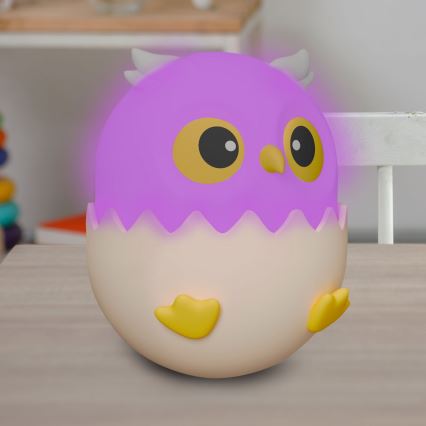 LED RGBW Dimbaar kinder aanraken lamp OWL LED/1W/5V USB 1200 mAh uil roze