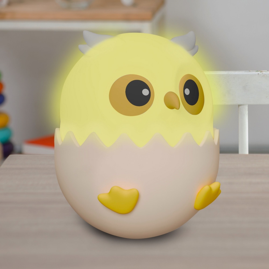 LED RGBW Dimbaar kinder aanraken lamp OWL LED/1W/5V USB 1200 mAh uil roze