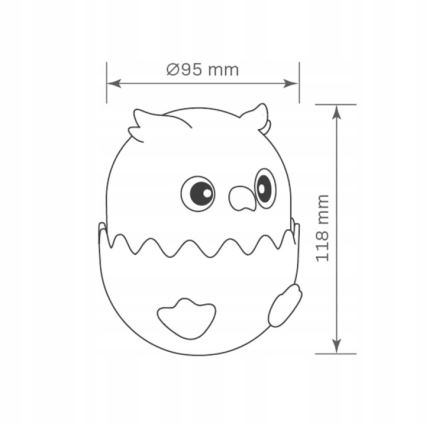 LED RGBW Dimbaar kinder aanraken lamp OWL LED/1W/5V USB 1200 mAh uil roze