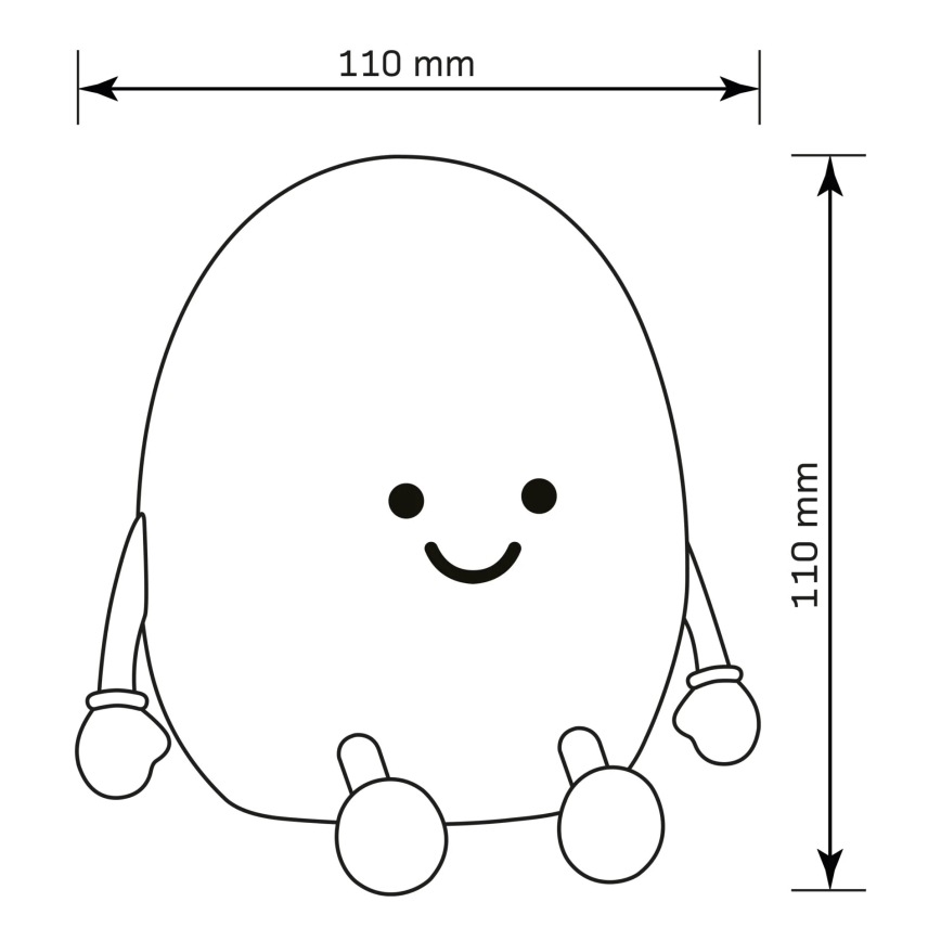 LED RGBW Dimbaar kinder aanraken lamp POTATO LED/2W/5V USB 1200 mAh aardappel